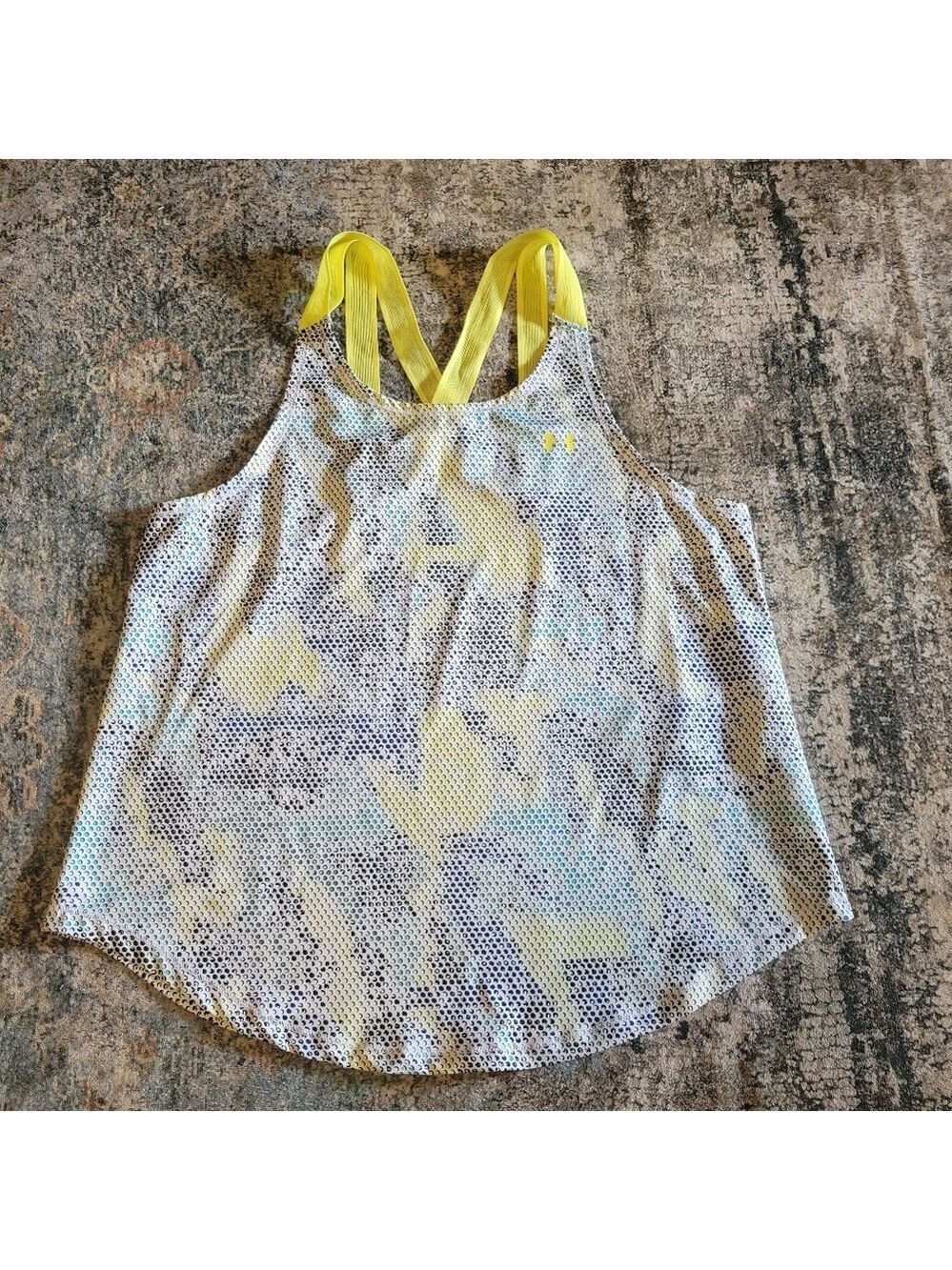 Under Armour Women's Vibrant Yellow and Gray Tank Top Size M